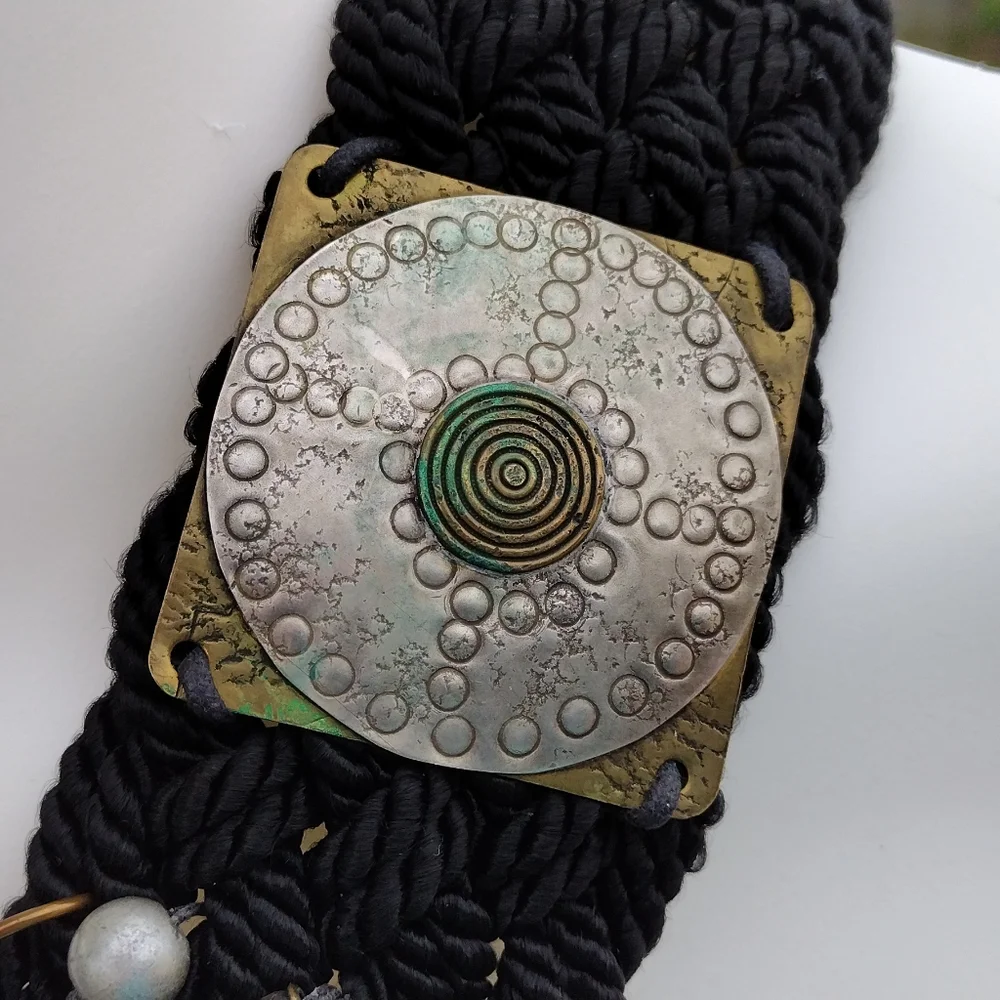 Boho Mixed Metal Braided Wide Belt